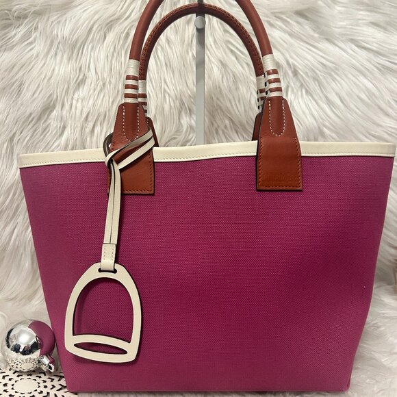 HERMES Steeple 25 Tote Bag in Rose Pourpre - Picture 1 of 16